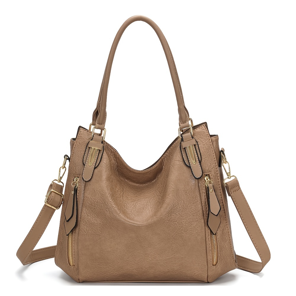 AFASHOR Damen Canvas Tote Bag – Große Vintage Shopper Mit Reißverschluss, 30x32 Cm, Vielseitig