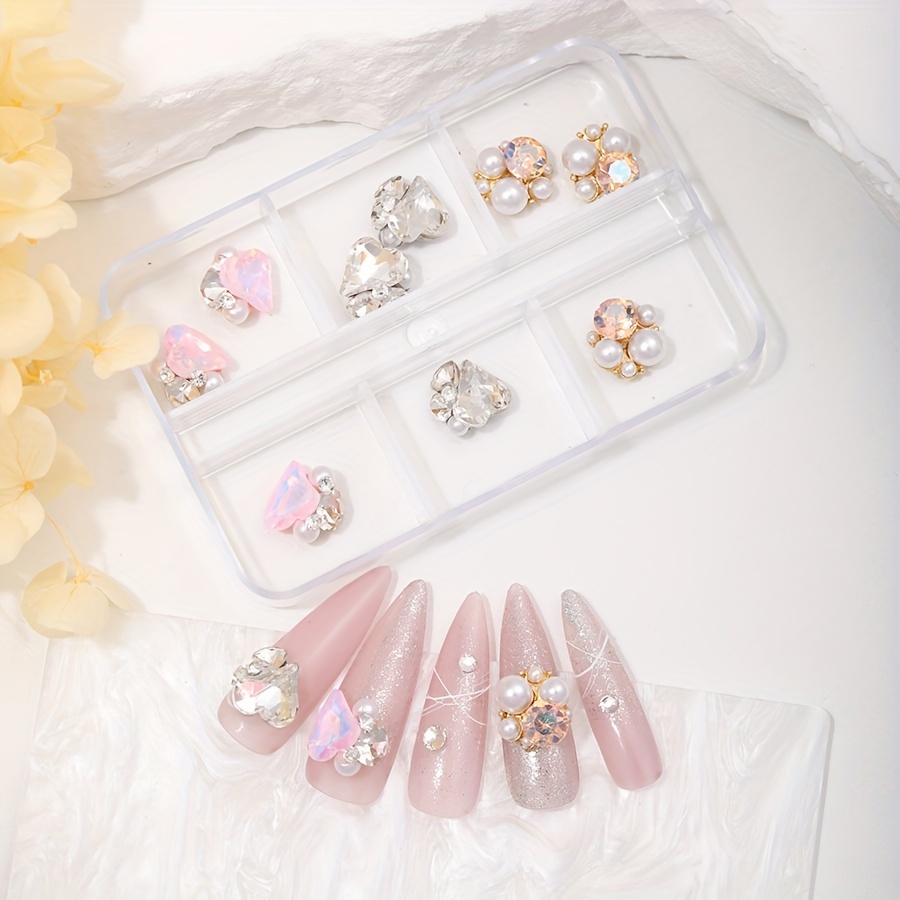 4 Boxs Nail Art Rhinestones Flatback Rhinestones Pearls Nail