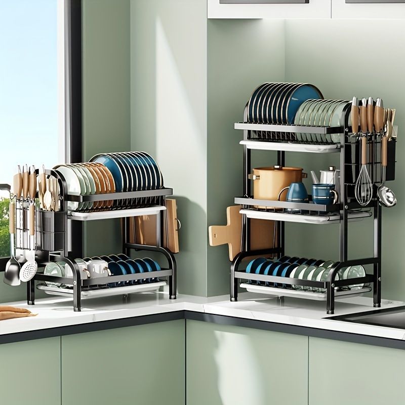 Kitchen Storage Rack, Multifunctional Dish Drainer, Free-standing Utensil  Organizer For Sink Counter