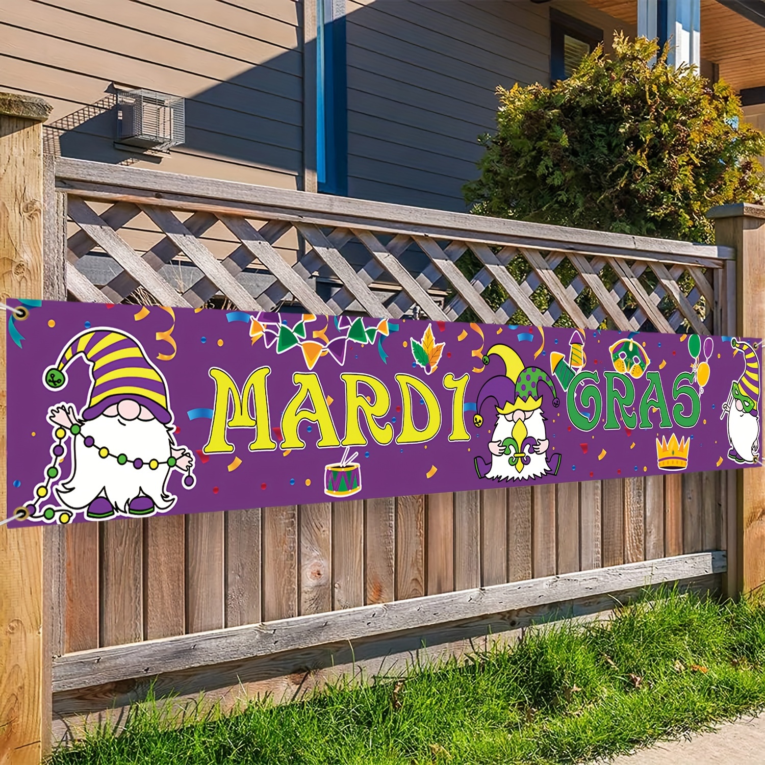 Mardi Gras Porch Banner Sign Purple Golden Carnival Front - Temu