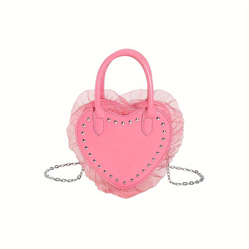 Gothic Heart Shaped Handbag, Y2k Mini Chain Crossbody Bag, Punk Style Love  Purse For Women - Temu