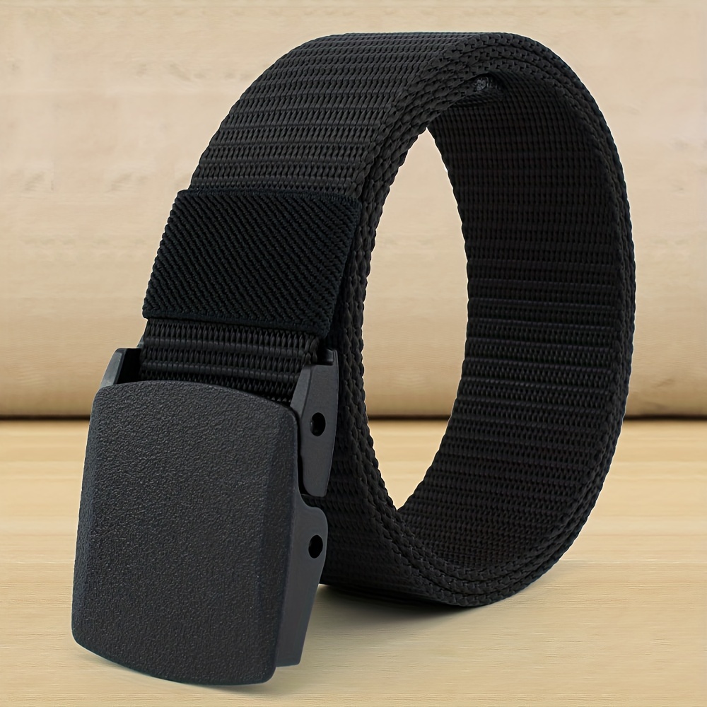 

1pc Men's Nylon Automatic Belt, Canvas Webbing Belt Outdoor Work Belt, Tactical Belt Outdoor Webbing Web Waist Belt, Student Military Training Security Canvas Belt, Ideal Choice For Gifts