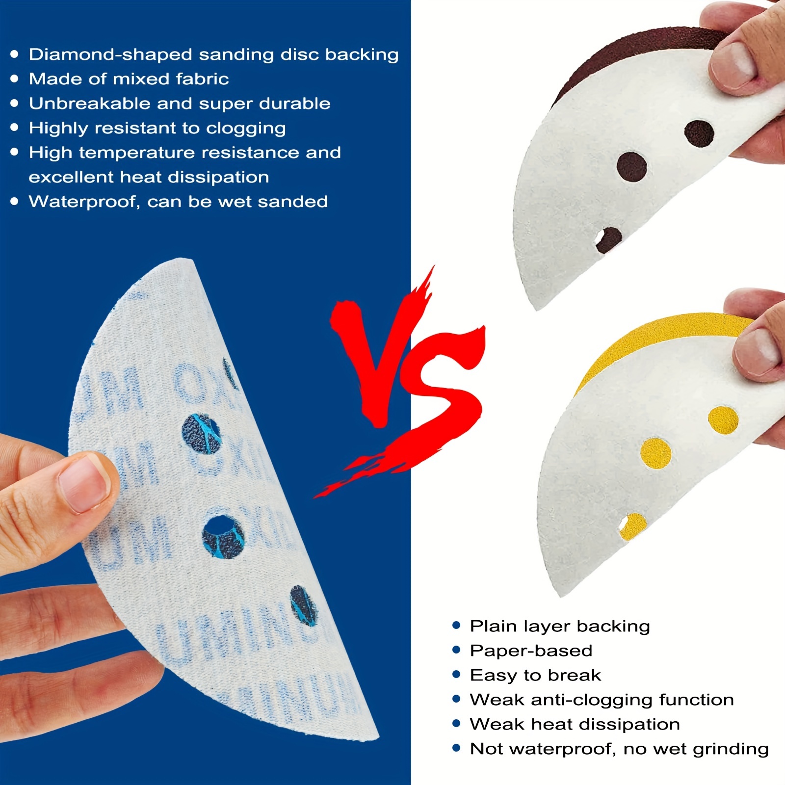 70pcs Diamond Shape 12.7cm Sanding Disc Assorted 8 Hole Hook and Loop