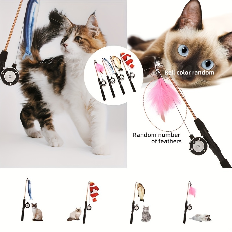 Retractable Cat Feather Toy Telescopic Fishing Rod Cat Stick Wand Toys  Interactive Cat Teaser Toy with Bell Pet Accessories - AliExpress