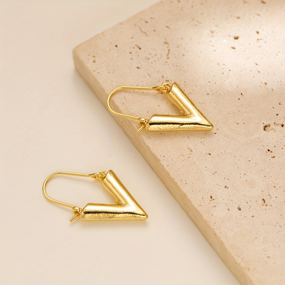V Shaped Hoop Earrings Alloy Jewelry Simple Leisure Style For