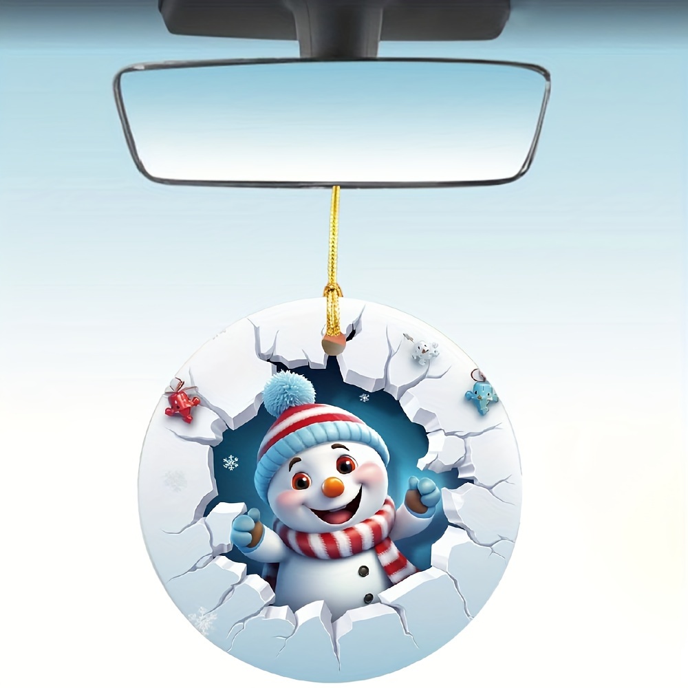 Christmas Snowman Pendant 2d Flat Acrylic Decorative Pendant - Temu