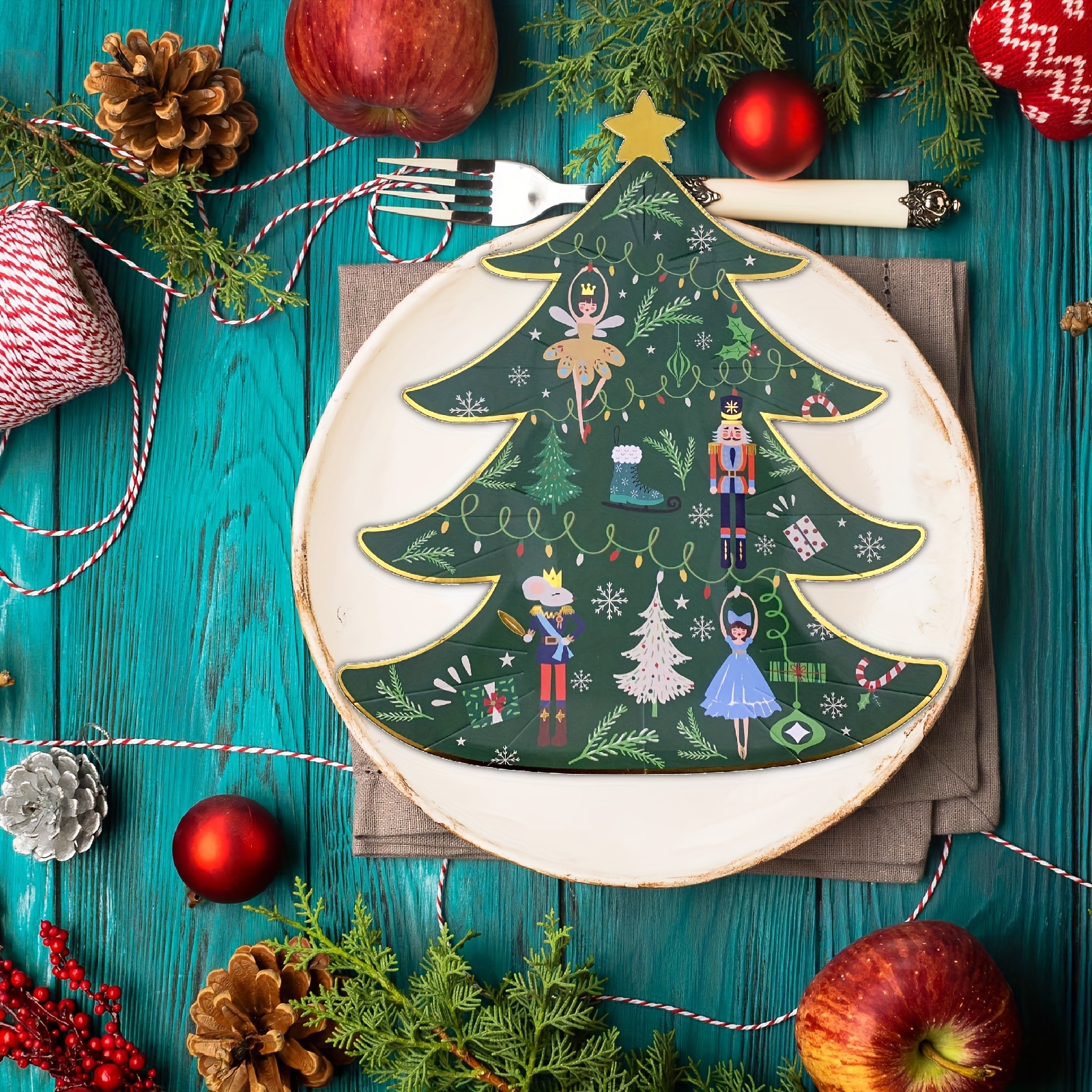 8 Stück, Weihnachtsbaum-Pappteller, Weihnachtsbaum-Form, Einweg-Essteller, Temu Weihnachtsparty-Zubehör - Austria Weihnachtsparty-Tischdekoration