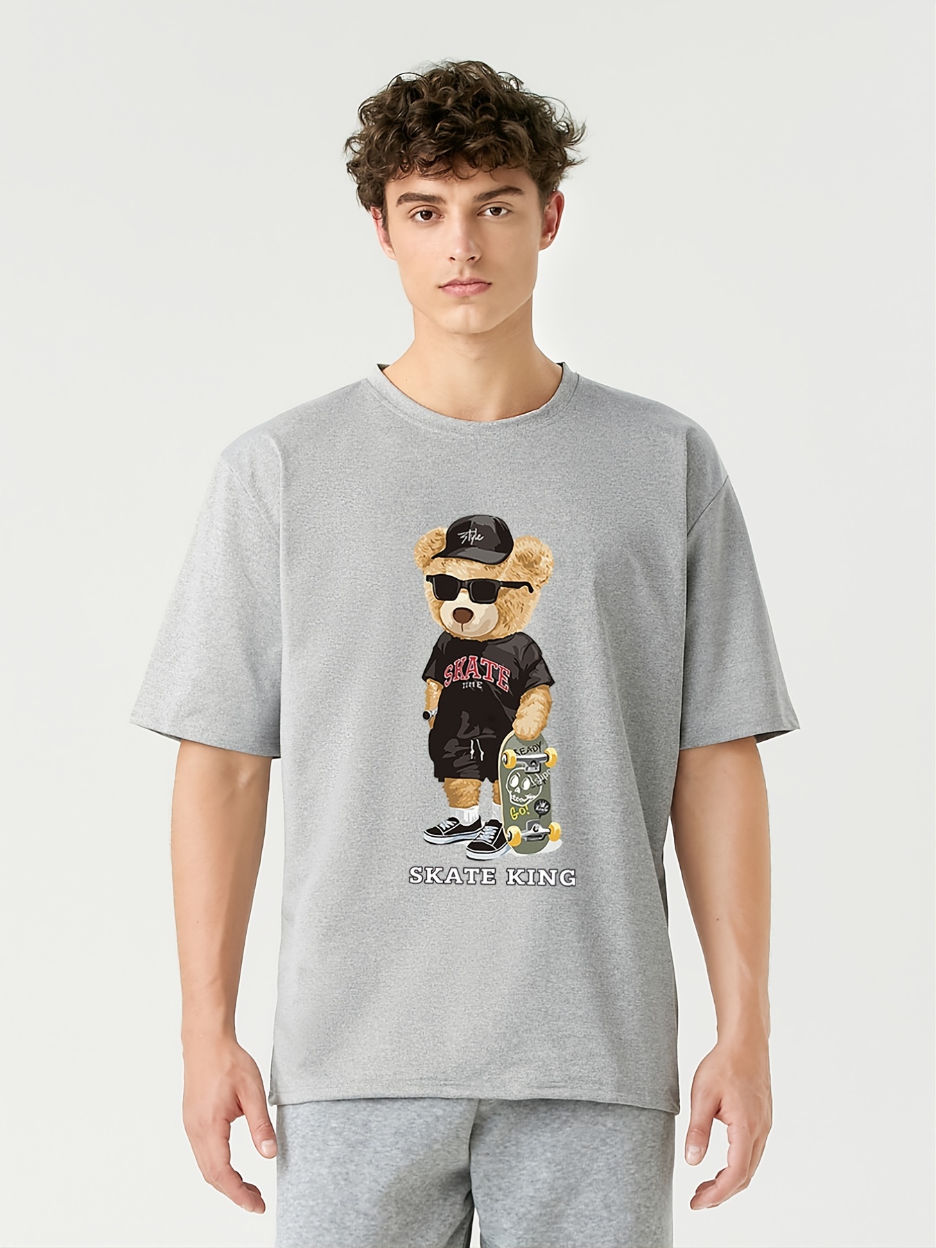 Supreme Cartoon Bear Print T-shirt In Grey