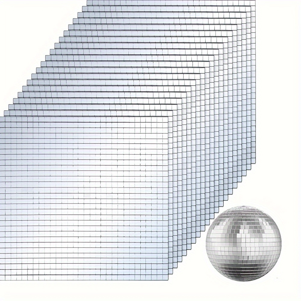 1464 Pcs Self Adhesive Mosaic Tiles, 0.19x 0.19Inch (10 X 10 Mm) Disco  Tiles, Square Mirror Mosaic Tiles For Interior Decoration, DIY Disco Ball,  Card