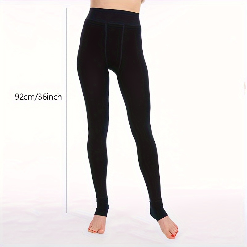 Womens Footless High Waist Thermal Stirrup Leggings Solid Color