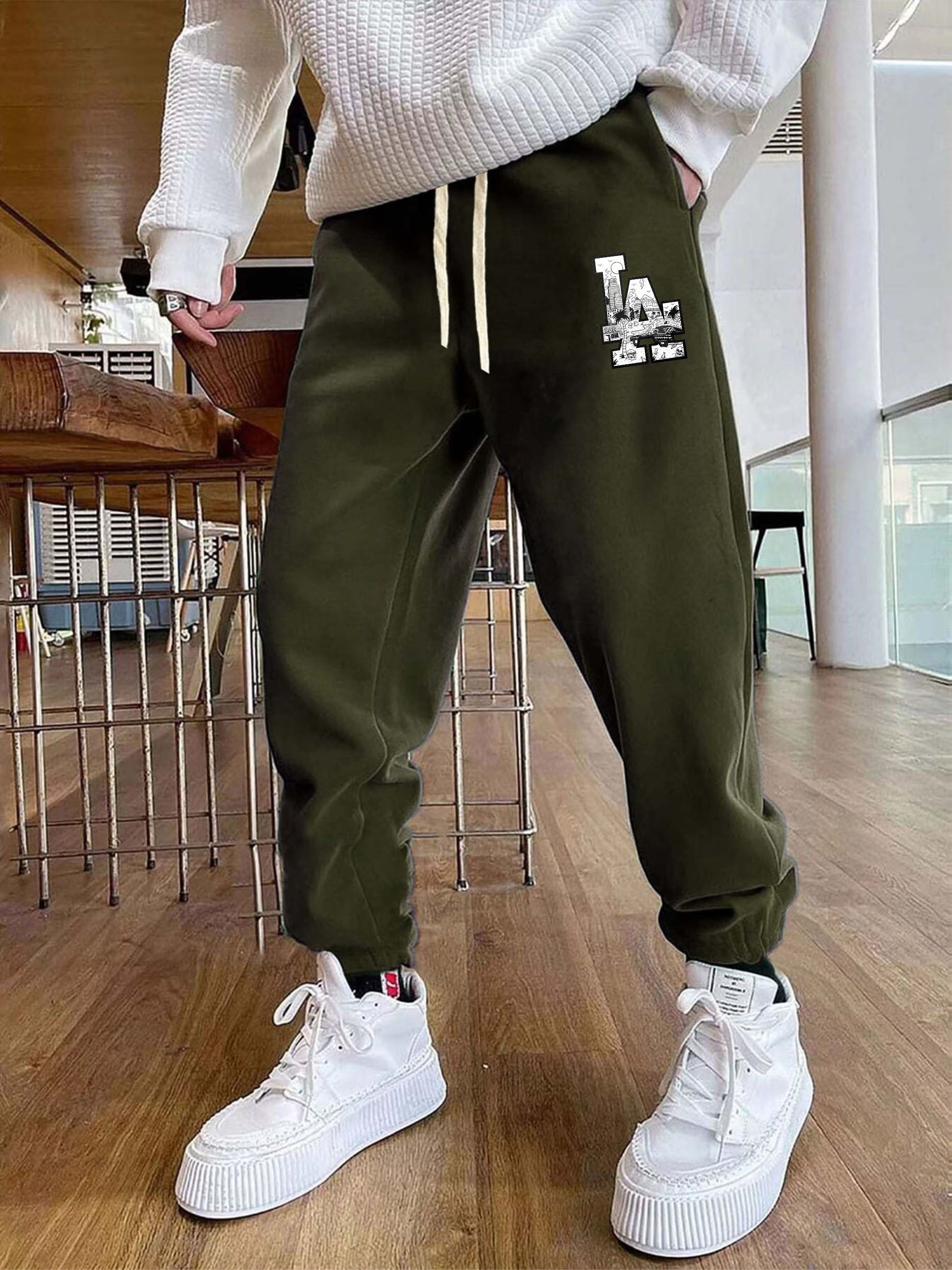 Fashion Fire Print Sweatpants Jogging Sports Pants Pockets