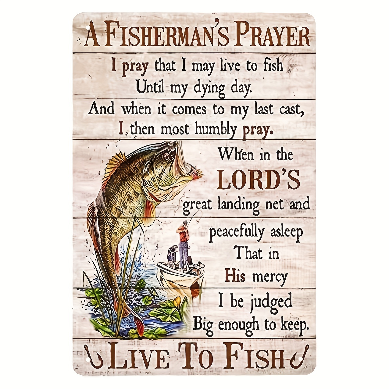 1pc Fishing Decor A Fishermans Prayer Live To Fish Vintage Metal
