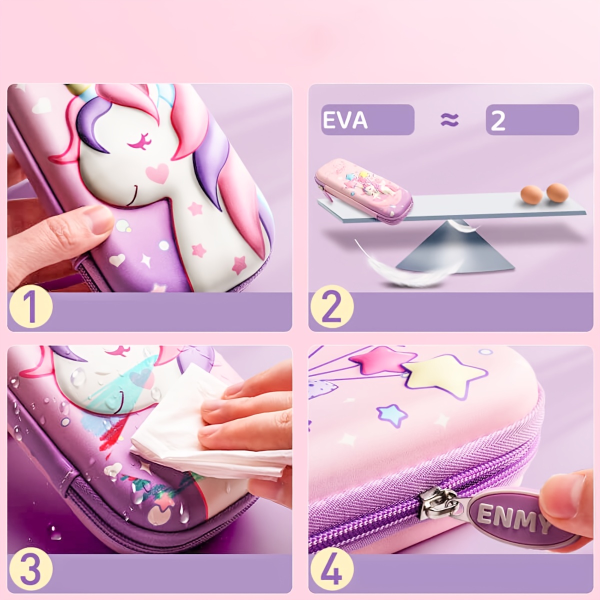 3D EVA Unicorn Cute Pencil Case Cartoon Stationery Box Girls Color