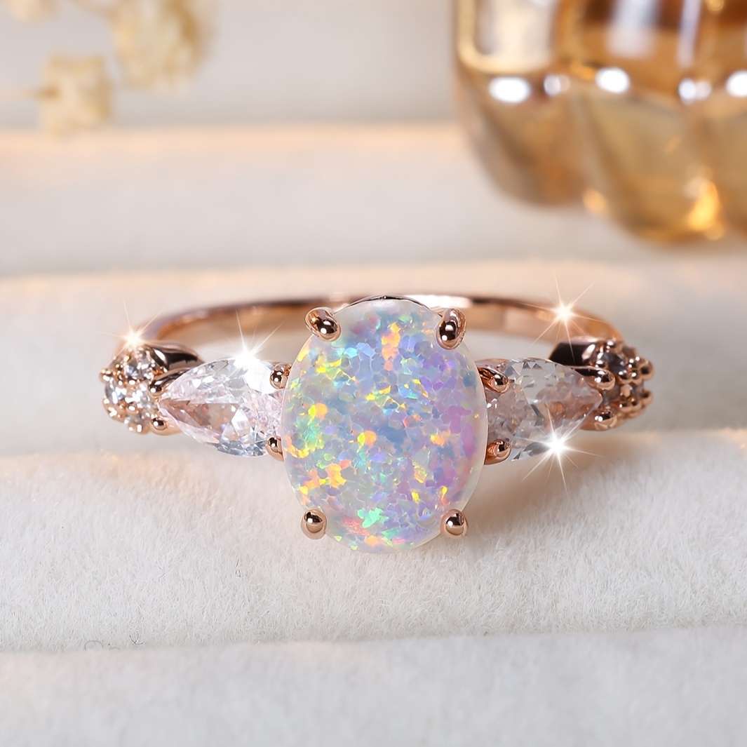 Oval Droplet Engagement Ring Wedding Jewelry