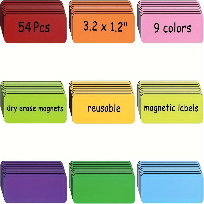 Dry Erase Magnetic Stickers for Whiteboards - Sticky Labels and Stickers - Magnetic Name Tags - 30 Pcs