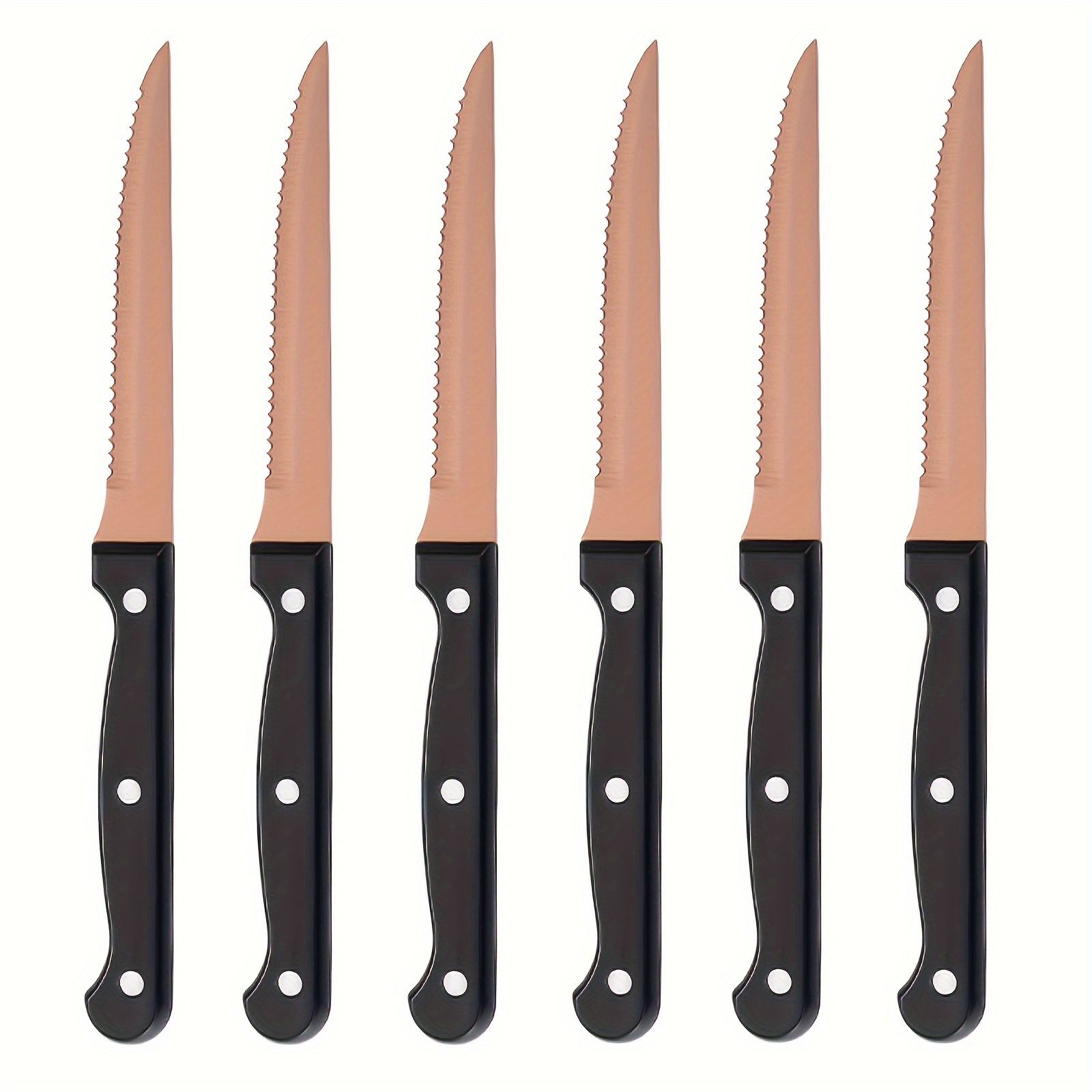 Steak Knives Set, Serrated Sharp Blade, Hammered Pattern Hollow Handle,  Stainless Steel Steak Knife Set, Dishwasher Safe, For Kitchen Restaurant,  Kitchen Items, Kitchen Stuff, Kitchen Supplies, - Temu