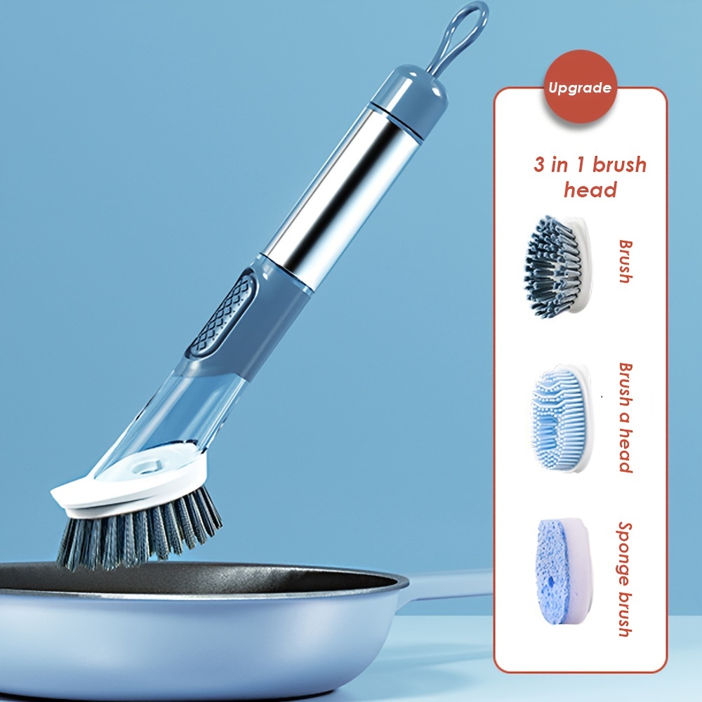 Dish Brush with Soap Dispenser,3 in 1 Leak-Free Dishbrush, Soap Dispensing  Dish Brush for Kichen Sink Pot Pans Shoes Window