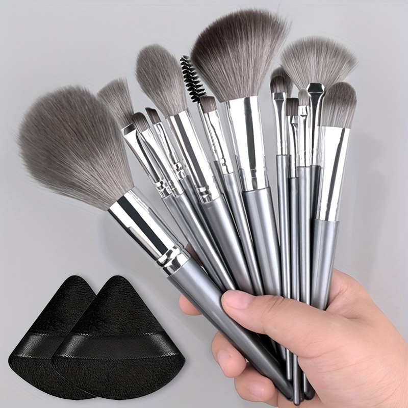 

14pcs Makeup Brush Set Soft Fluffy Professional Cosmetic Foundation Powder Eyeshadow Kabuki Blending Make Up Brush Beauty Tool Triangle Makeup Puff Ideal For Makeup Beginner Artist