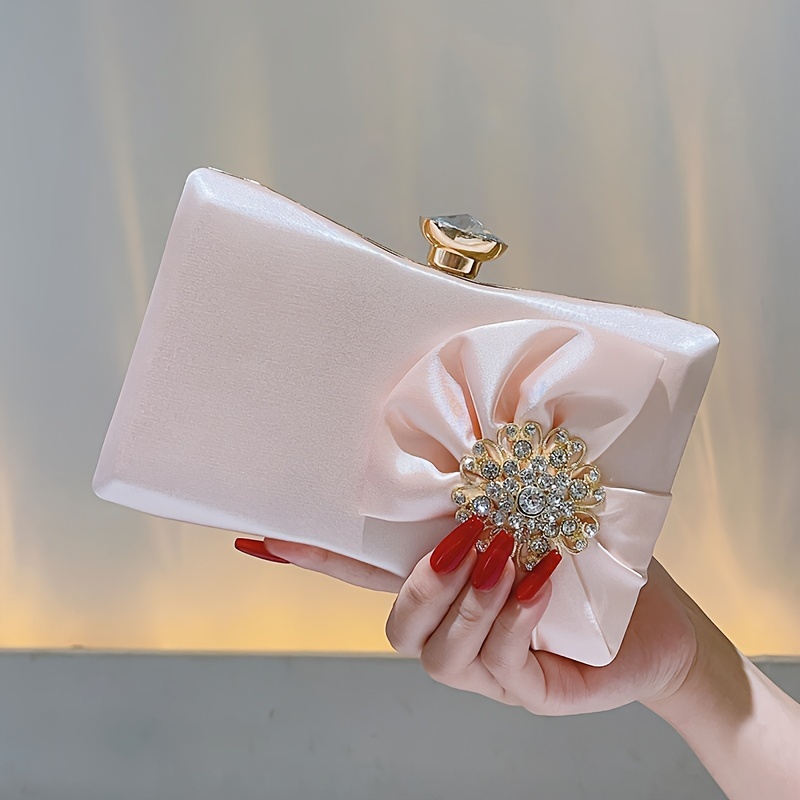 Rhinestone Decor Clutch Purse, Elegant Evening Bag, Women's Classic Dinner  Handbag For Wedding Party & Prom - Temu