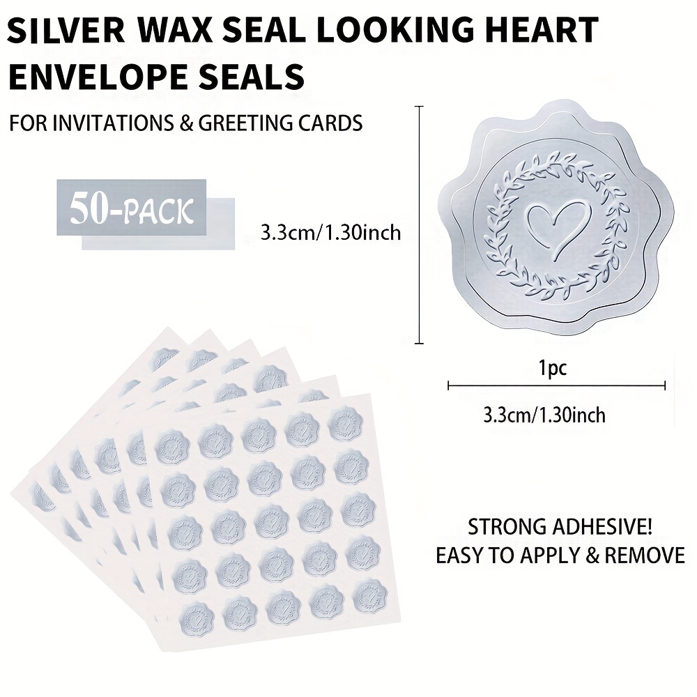 Golden Embossed Wax Seal Looking Heart Envelope Seals - Temu