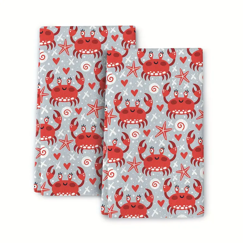 Dish Towel Crabs Microfiber Kitchen Towels Set Hand Towels - Temu