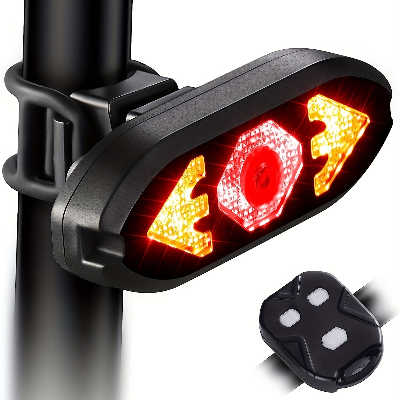 USB recargable inalámbrico control remoto bicicleta luz trasera alarma  campana freno automático inducción luz trasera