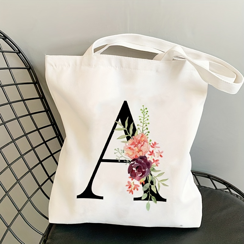 Letter Detail Canvas Tote Bags, Fashion Canvas Shoulder Bag For Work &  Shopping - Temu