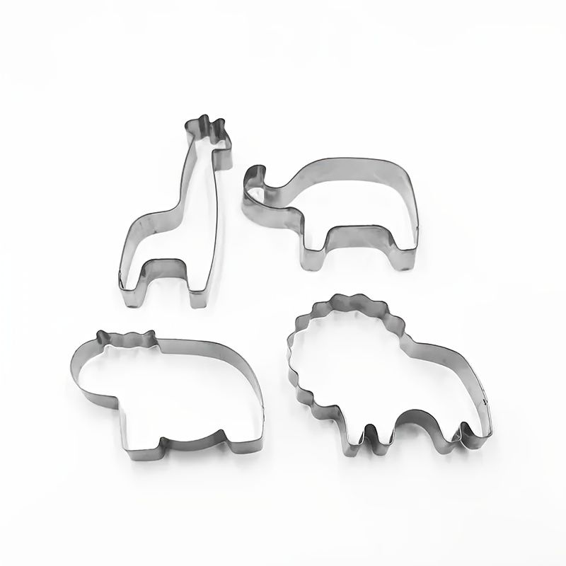 4pcs Set Of Stainless Steel Baking Cake Cookies Mold Clay Model Animal  Giraffe Lion Elephant Hippo | Check Out Today's Deals Now | Temu