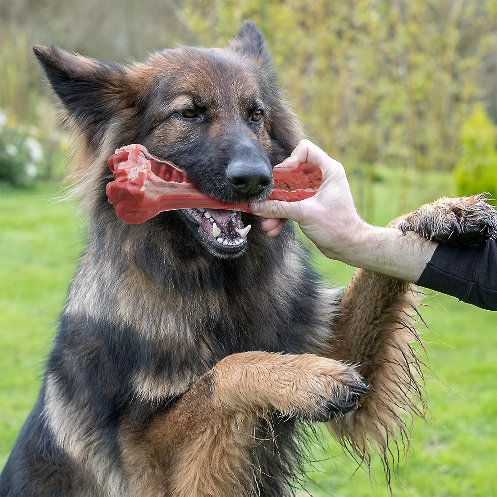 German Shepherd Dog Chew Toys for Aggressive Chewers,Indestructible Beef  Flavored Tough Durable Dog Bone Toy Natural Rubber Teeth Cleaning Chews for