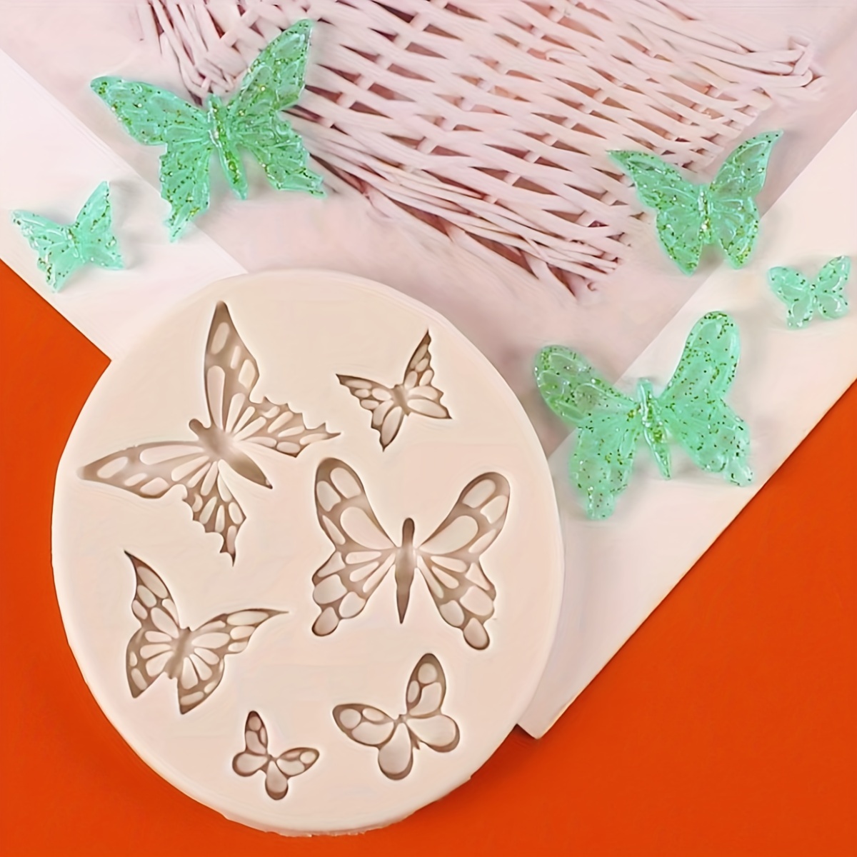 Molde de silicona con forma de flores, 8 moldes de silicona para fondant de  chocolate, arcilla polimérica, caramelo, hojas de rosa, mariposa, abeja