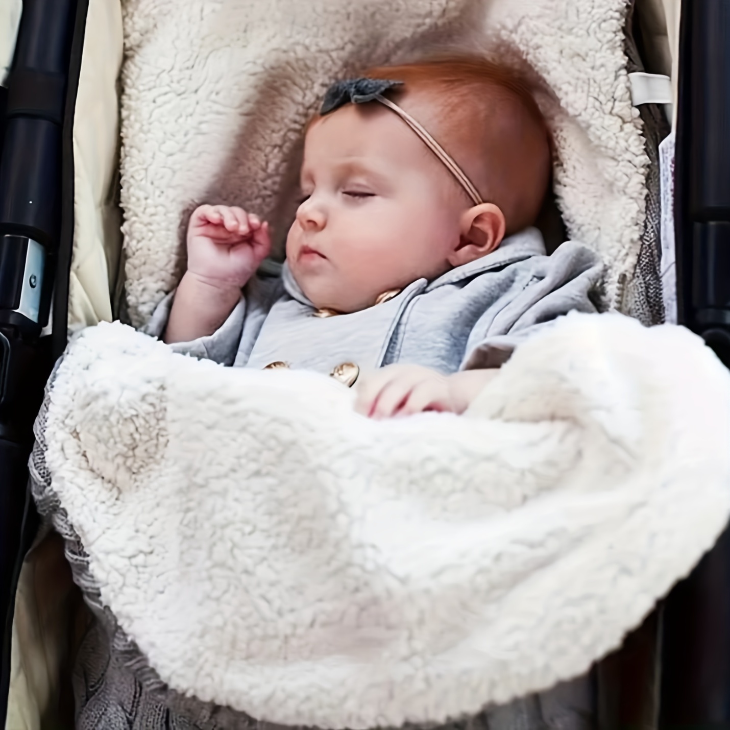 Baby Plus Velvet Sleeping Bag, Thickened Knitted Warm Blanket