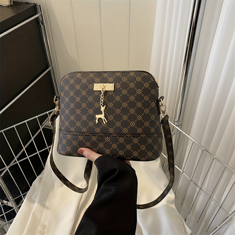 Retro Geometric Print Crossbody Bag, Trendy Simple Pu Leather Shoulder Bag  With Small Bag, Women's Fashion Versatile Handbag & Purse - Temu