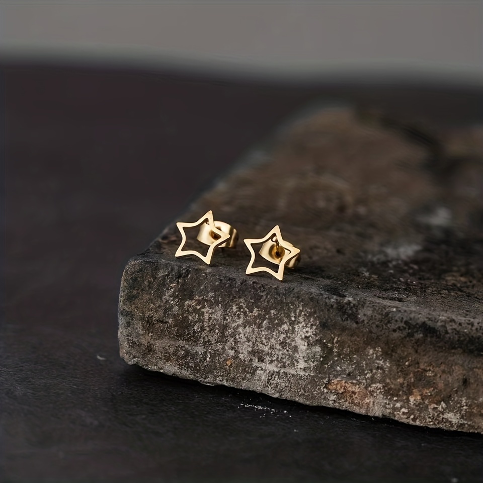 Men's Four Pointed Star Stud Earrings