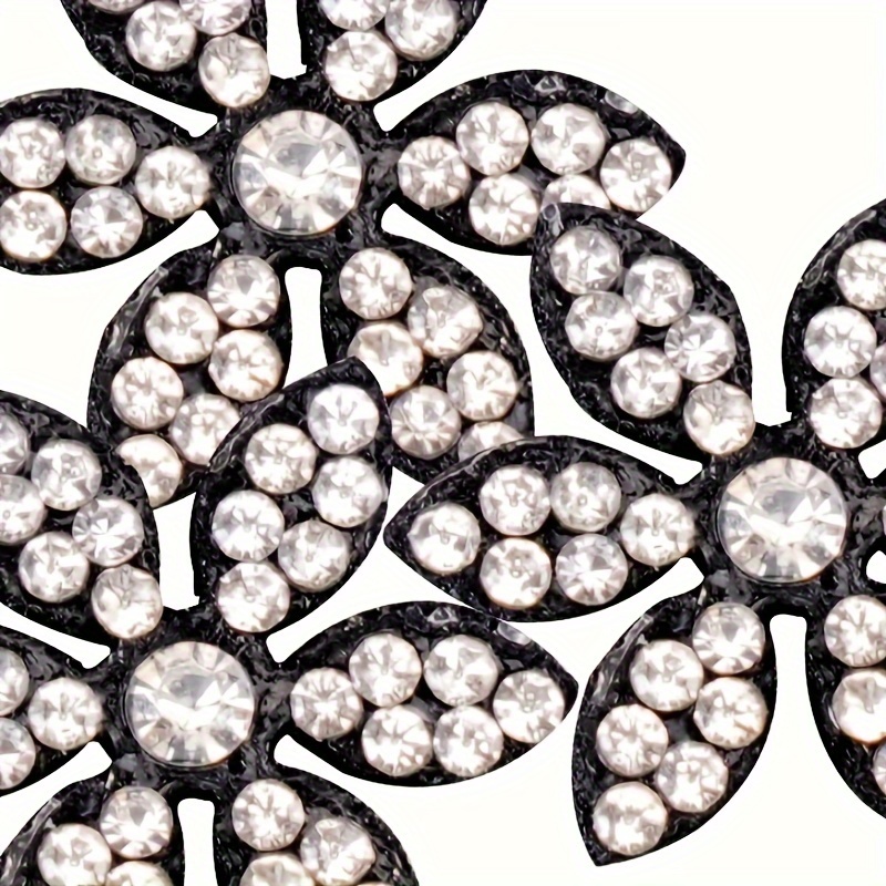 Non woven Black Small Flowers Large Diamonds Ab Color White - Temu