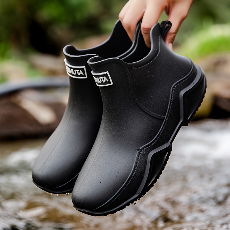 Men's Stylish Low Top Rain Boots, Non-slip Wear-resistant Waterproof Rain  Shoes For Outdoor Working Fishing, All Seasons