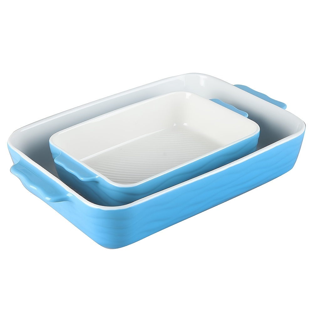Ceramic Baking Dishes Casserole Dish Lasagna Pan Bakeware for Oven, Medium-Sized for 2-3 Person, 9x11.5 in Baking Dish with Handles Rectangular