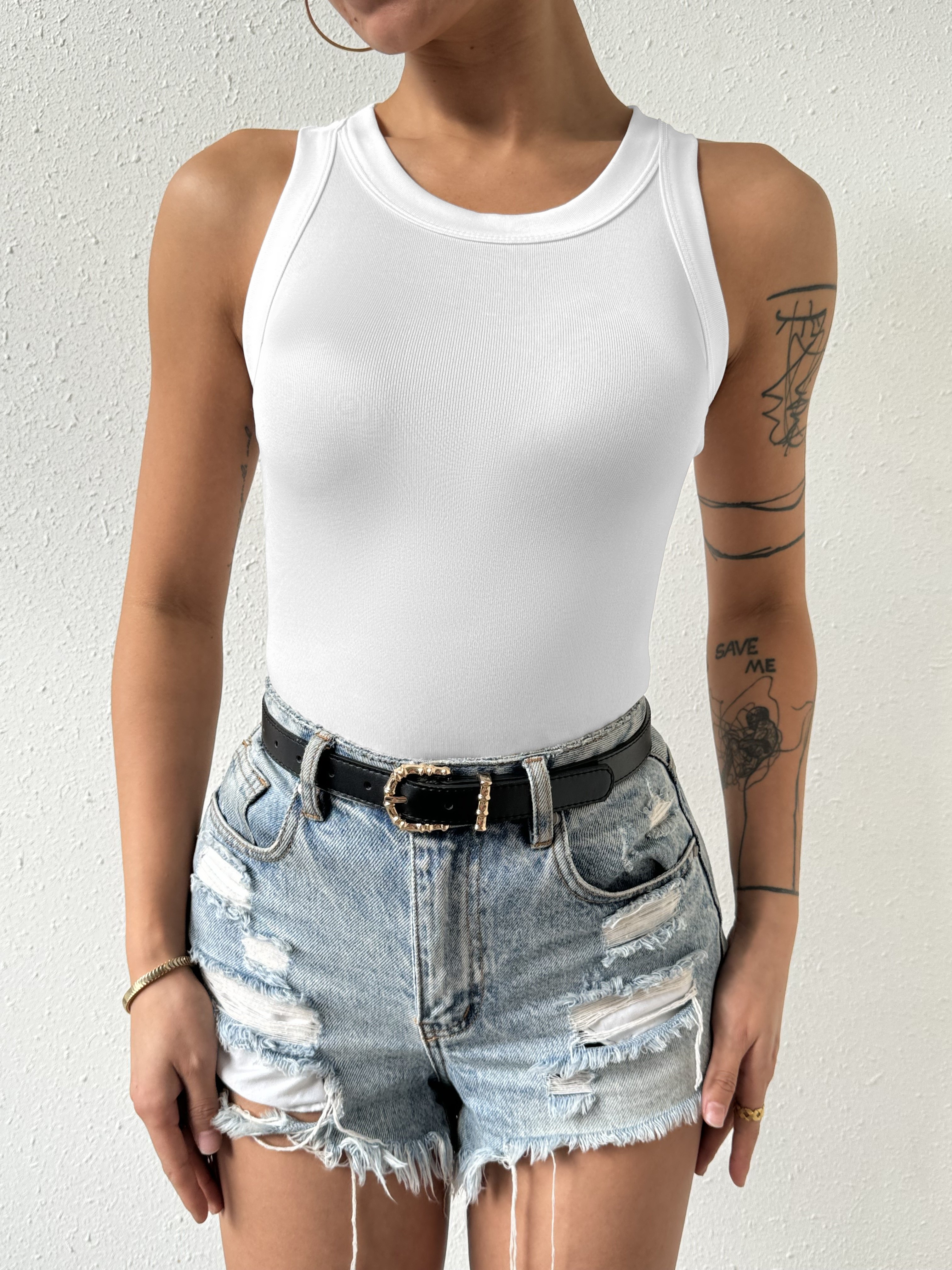 Solid Ribbed Tank Tops Casual Comfy Crew Neck Sleeveless Top - Temu Canada