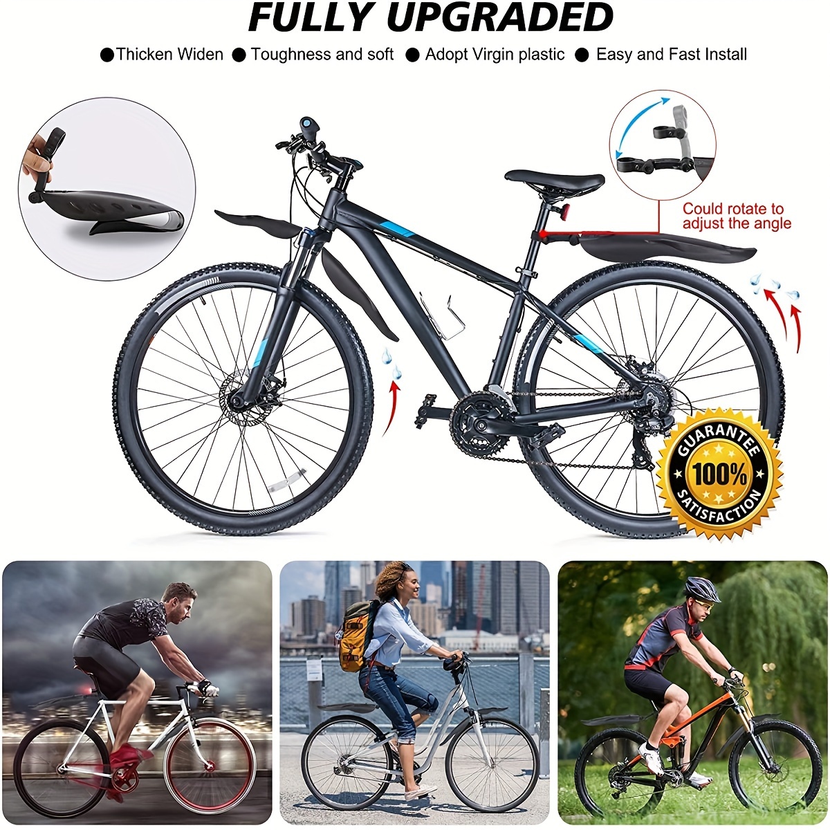 RBRL Juego de guardabarros de bicicleta ajustable, protector de barro de  MTB, grueso y ensanchado, guardabarros universales de 24 a 29 pulgadas