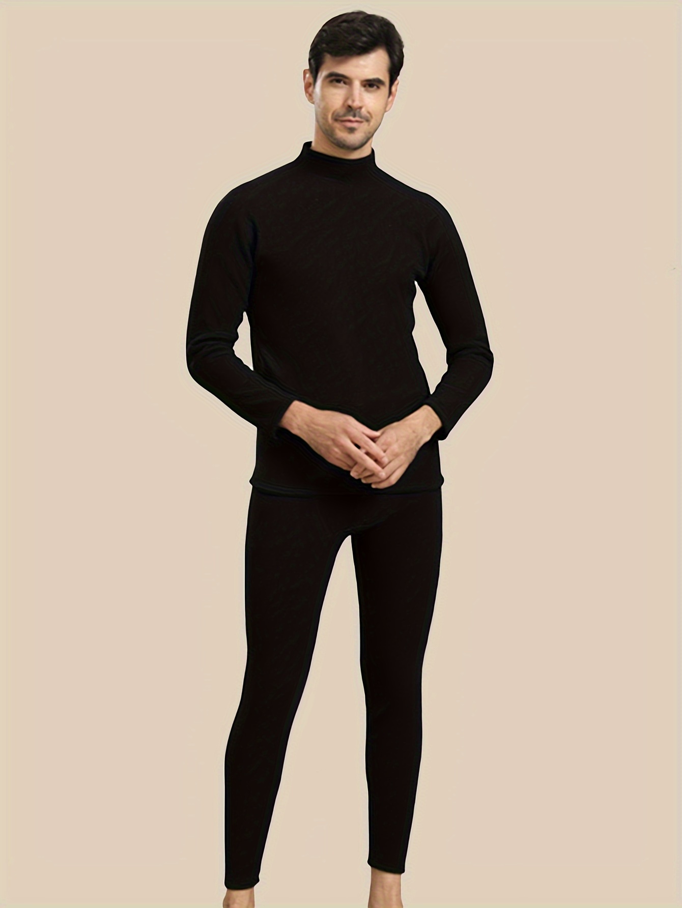 Men's Thermal Underwear Set Thickened Fleece Bottoming Shirt - Temu