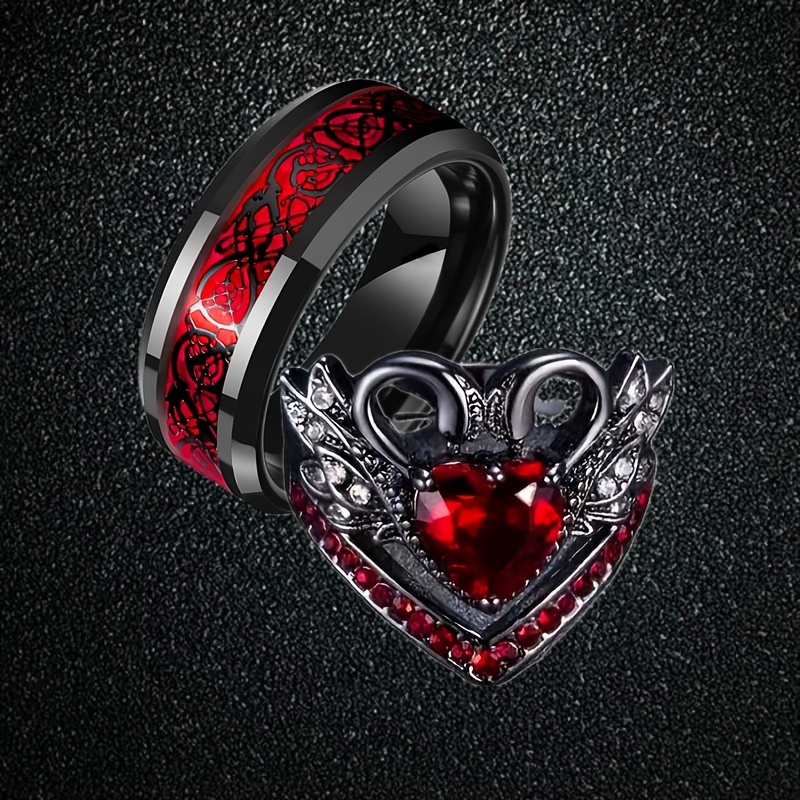  Rings Ring Jewelry Red Blue Black Dragon Inlay Comfort Fit  Stainless Steel Rings for Men Wedding Ring Wide (Main Stone Color : Black  Black, Ring Size : 6) : Clothing, Shoes & Jewelry