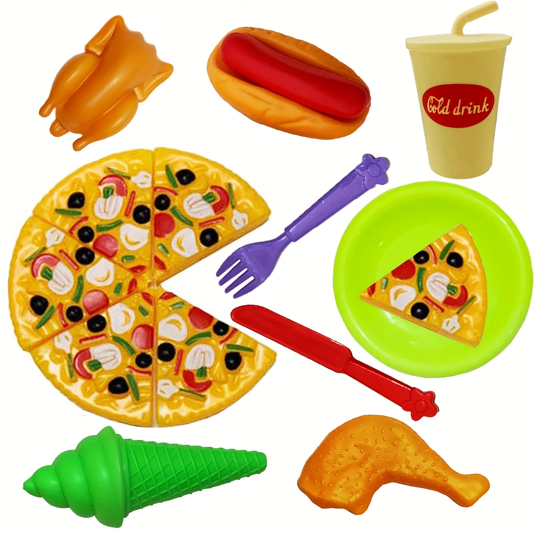 Children Pizza Toy Set Pretend Play Game Simulation Food for Birthday Gifts