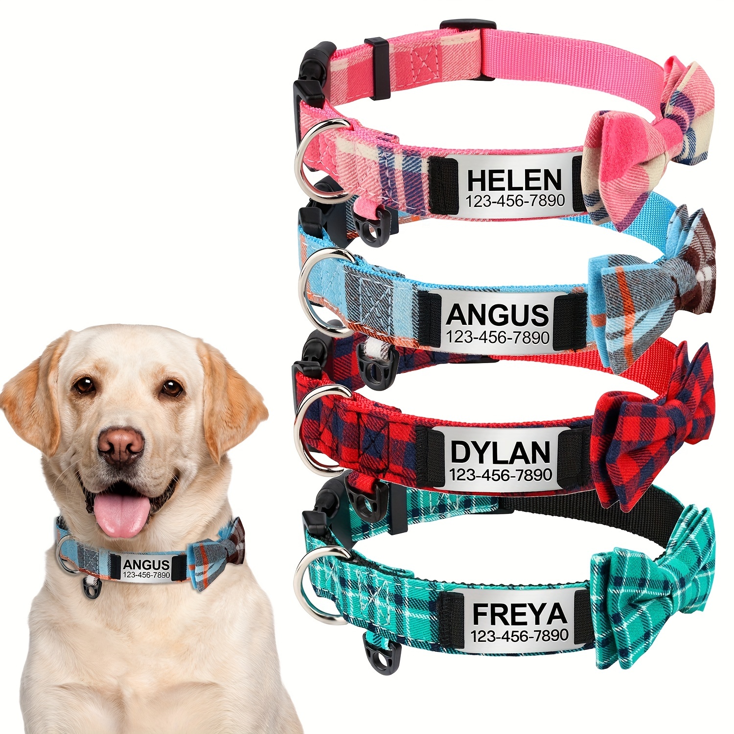 PET ARTIST Personalized Girl Dog Collars with Detachable Bowtie - Soft &  Comfy Cute Dog Collar and Leash Set with Rose Gold Buckle - Adjustable  Bowtie