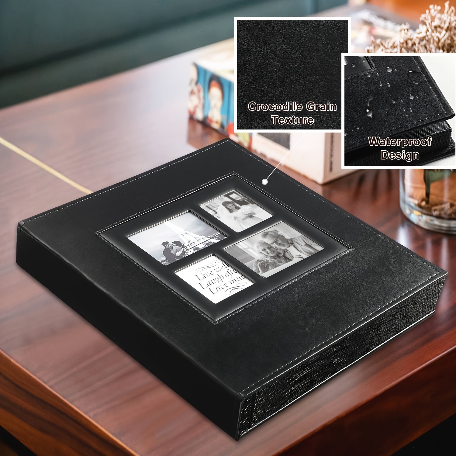 Vienrose Photo Album for 600 4x6 Photos Leather Cover Extra Large Capacity for Family Wedding Anniversary Baby Vacation (Black)