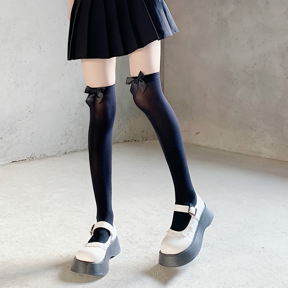 Kawaii Black Stockings and Tights with Bow