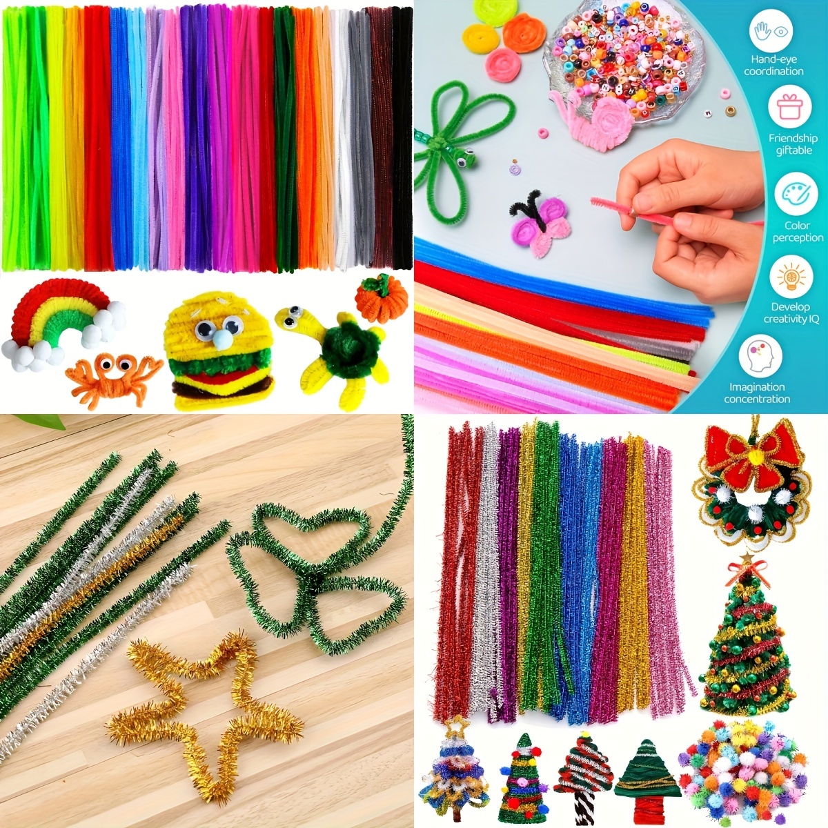 Pipe Cleaners, Multi Color Chenille Stems for DIY Art Creative Crafts Project Decorations, Colored Fuzzy Sticks, 1000 Pcs with 20 Assorted Colors 12