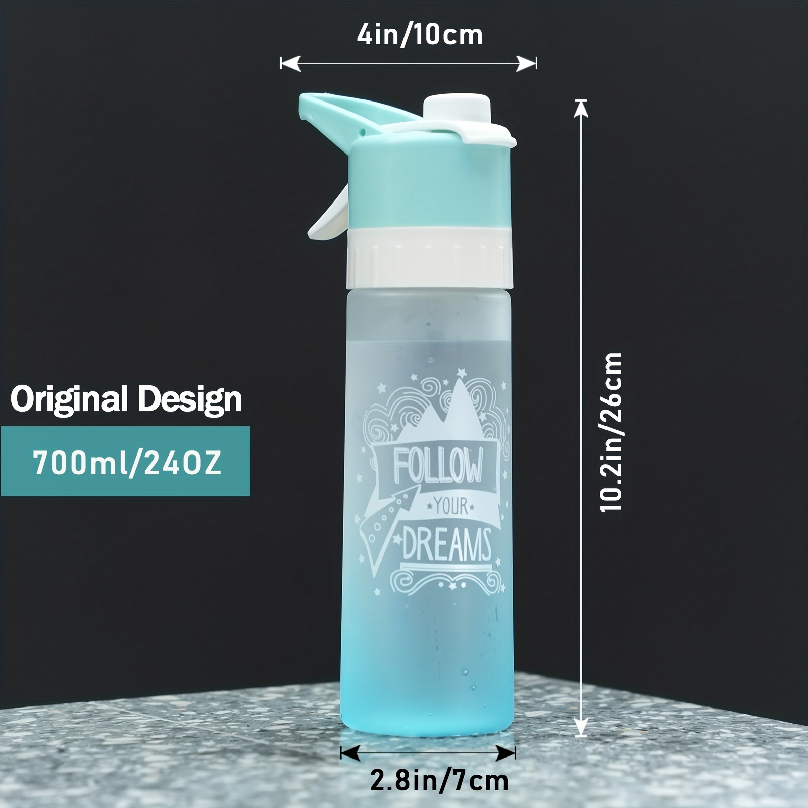 Botella de agua deportiva con atomizador de 25 onzas con atomizador a  prueba de fugas, sin BPA, para fitness, gimnasio y deportes al aire libre  (azul)