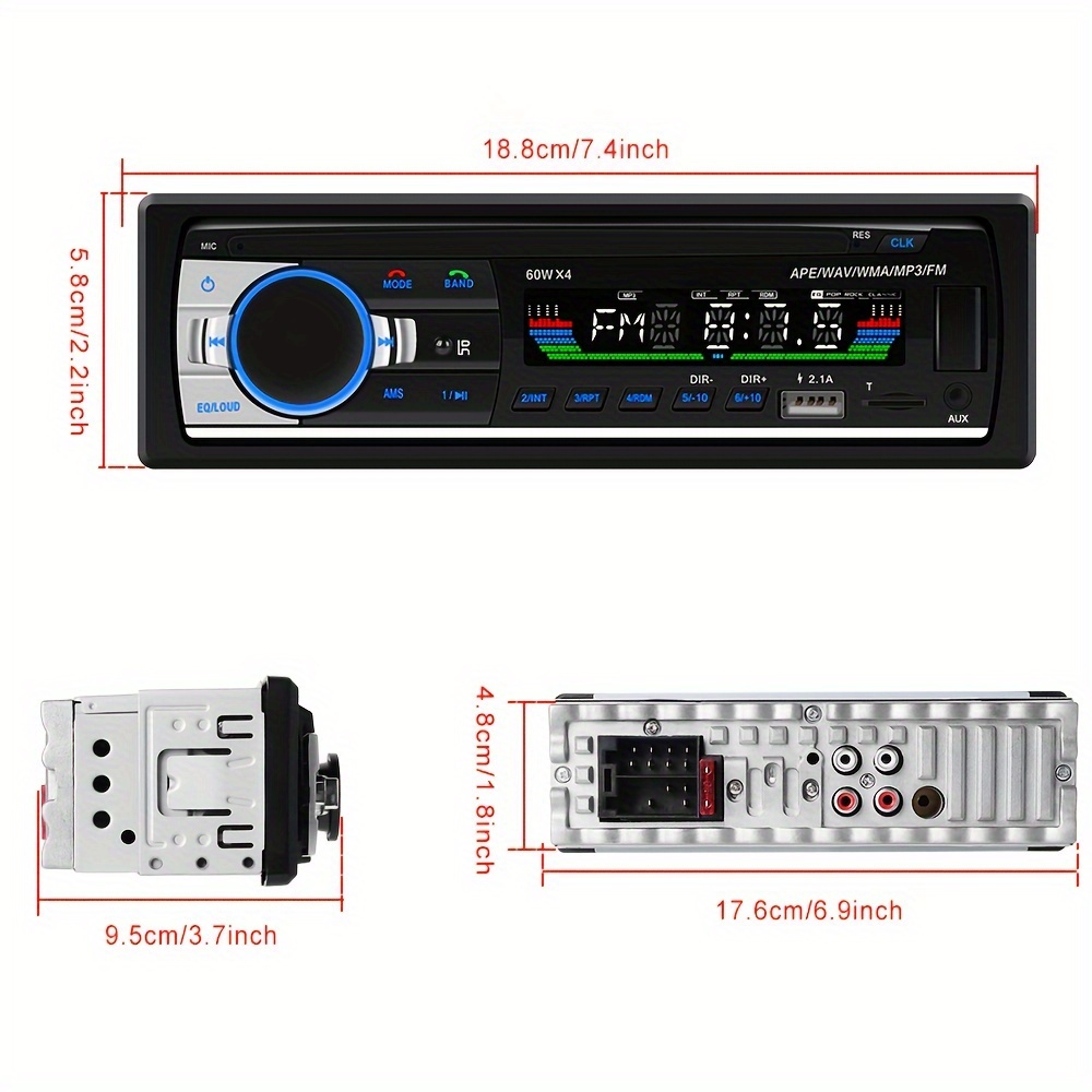 Radio Coche Bluetooth, 1 DIN Radio FM Autoradio Reproductor MP3