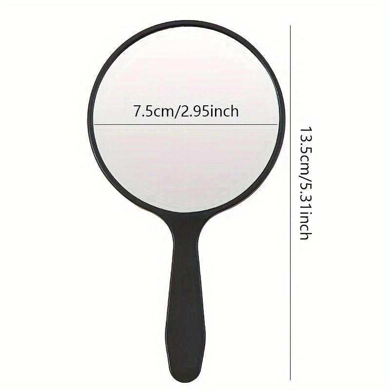 2pcs/Set Black Small Round Mirror Handle Makeup Mirror Cute Mini