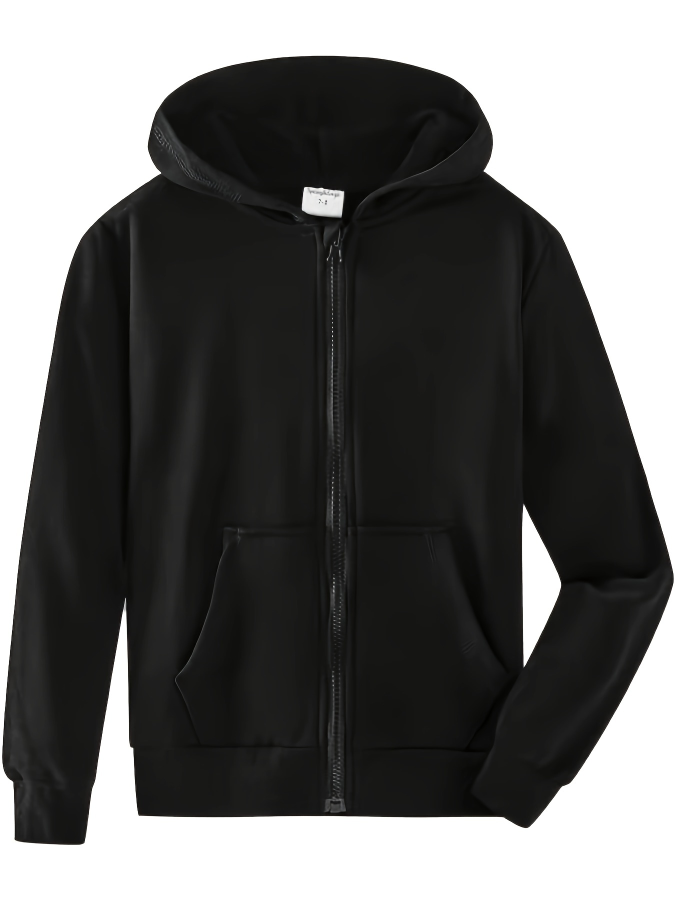 Zipper Hoodie and Sweatshirt Womens Long Sleeve Thumb Holes Full Zip-up  Jackets with Hood Pockets Plain Outwear (Medium, Black)