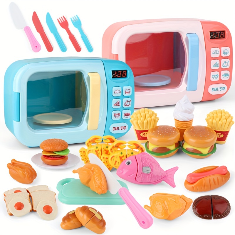 Niños Mini lindo horno de microondas Simular juego de roles Juguete  educativo para niños Juguetes de cocina (azul)